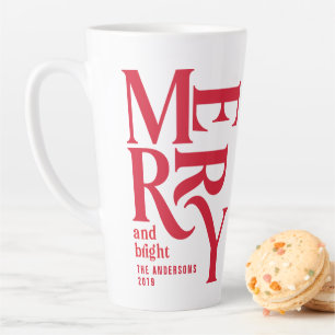 Caneca De Café Latte feliz de Natal colorido e vermelho favorece presen