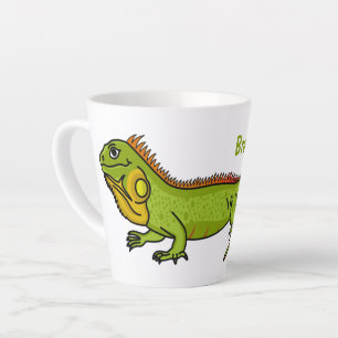 Caneca De Café Latte Feliz desenho da iguana verde