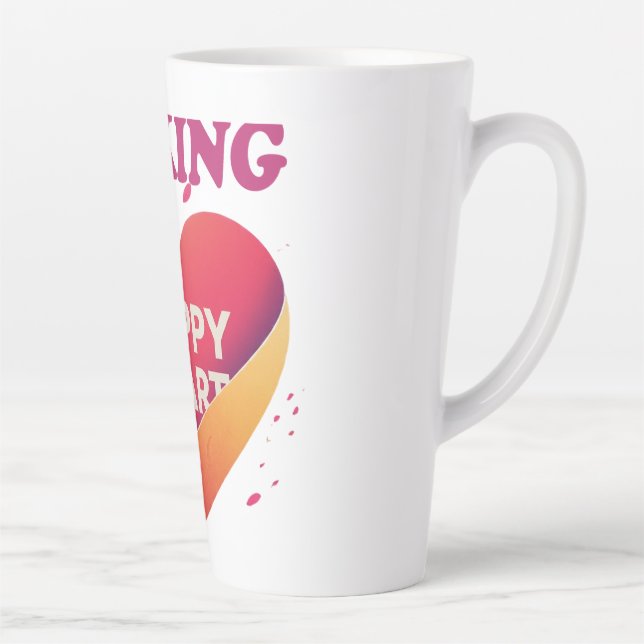 Caneca De Café Latte Feliz Design de Coração (Direita)