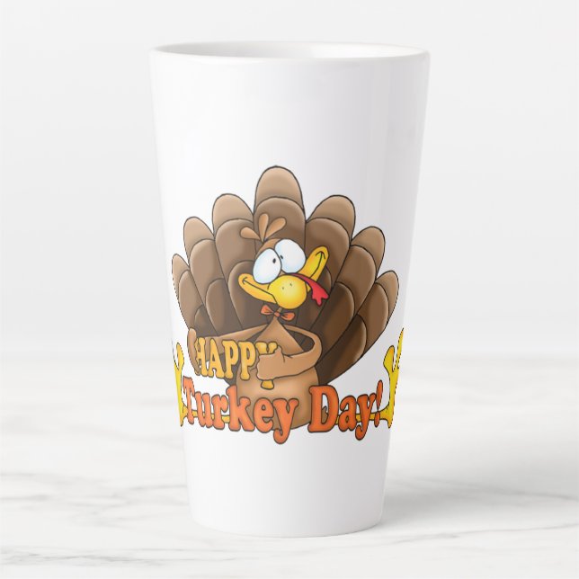 Caneca De Café Latte Feliz Dia da Turquia (Frente)
