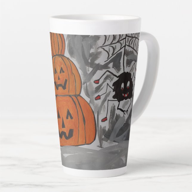 Caneca De Café Latte Feliz Dia das Bruxas (Ângulo direito)