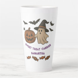 Caneca De Café Latte Feliz Dia das Bruxas - Boos, Morcegos e Tratamento