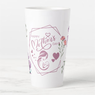 Caneca De Café Latte Feliz Dia das Mães Design Roxo
