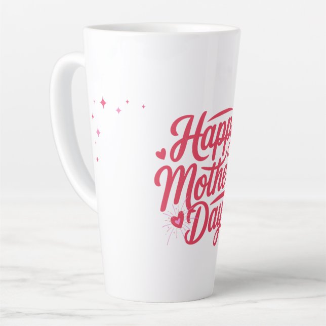 Caneca De Café Latte Feliz dia das mães lindo design (Ângulo esquerdo)