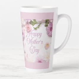 Caneca De Café Latte Feliz Dia das Mães Rosa