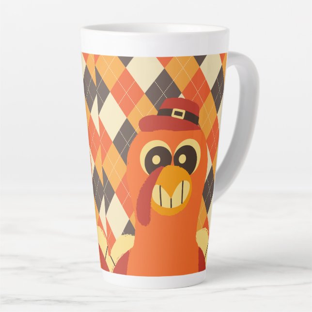 Caneca De Café Latte Feliz dia de Ação de Graças (Ângulo direito)