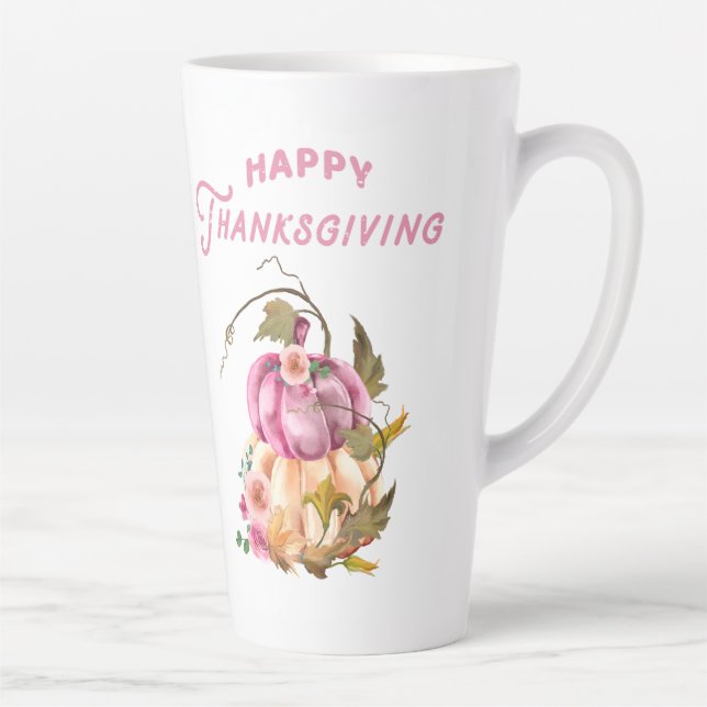 Caneca De Café Latte Feliz dia de Ação de Graças (Direita)