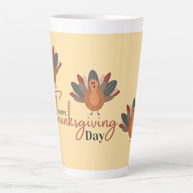 Caneca De Café Latte Feliz dia de Ação de Graças (Frente)