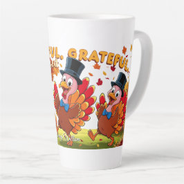 Caneca De Café Latte Feliz Dia de Ação de Graças Feliz, Feliz, Feliz Gr
