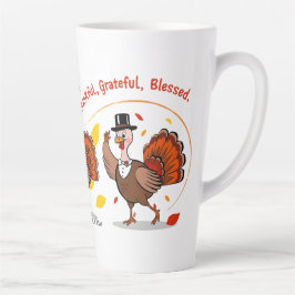 Caneca De Café Latte Feliz Dia de Ação de Graças Feliz, Feliz, Feliz Gr