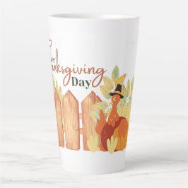 Caneca De Café Latte feliz dia de ação de graças outono