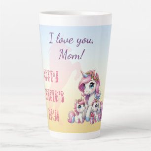 Caneca De Café Latte "Feliz Dia de as mães!" Unicorn-Themed
