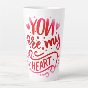 Caneca De Café Latte Feliz dia de os namorados Coração Rosa