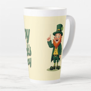 Caneca De Café Latte Feliz Dia de São Patrício Leprechaun Fofo