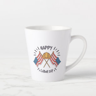 Caneca De Café Latte Feliz Dia do Trabalhador Bandeira Patriótica Ameri
