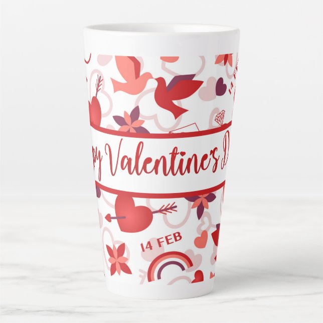 Caneca De Café Latte Feliz Dia dos Namorados (Frente)