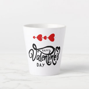 Caneca De Café Latte Feliz Dia dos Namorados Coração Vermelho Setas Rom