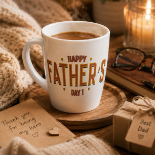Caneca De Café Latte Feliz Dia dos Pais – Presente de Coração para o Mu