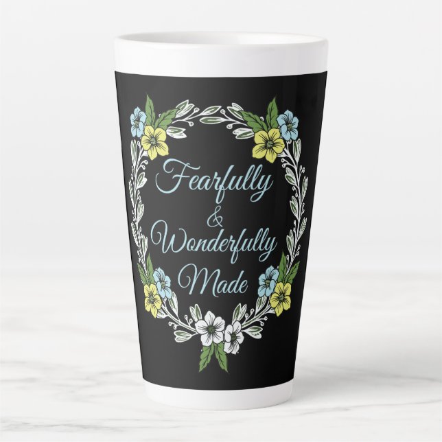 Caneca De Café Latte Feliz E Maravilhosamente Fez Floral (Frente)