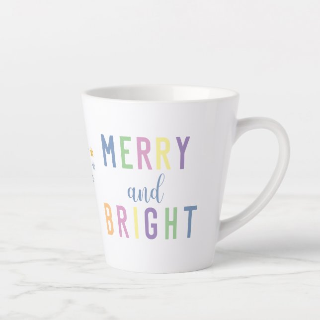 Caneca De Café Latte Feliz e Natal brilhante (Direita)