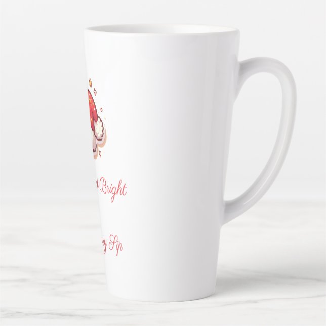 Caneca De Café Latte Feliz e Papais noeis brilhantes (Direita)