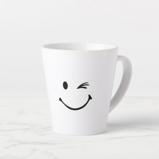 CANECA DE CAFÉ LATTE FELIZ FACE PISCAR OS OLHOS MUG (Ângulo direito)