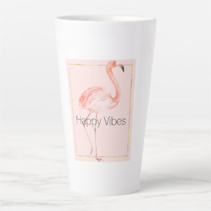 Caneca De Café Latte Feliz Flamingo Rosa