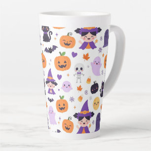 Caneca De Café Latte Feliz Halloween Bruxas Fantasmas Gatos Morcegos Ab