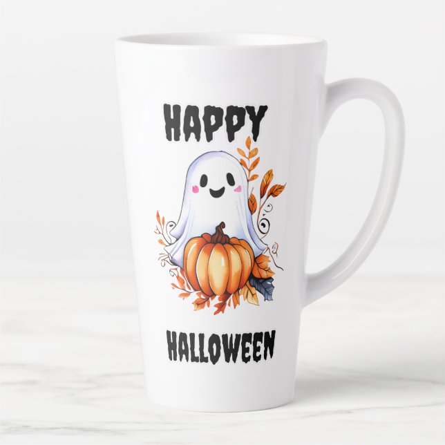 Caneca De Café Latte Feliz Halloween Cute Ghost Mug (Direita)