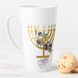 Caneca De Café Latte Feliz Hanukkah entrando