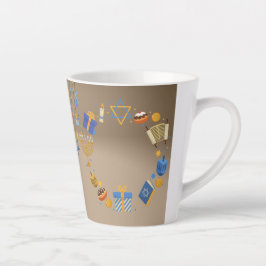 Caneca De Café Latte Feliz Hanukkah Latte Mug em Brown