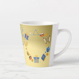 Caneca De Café Latte Feliz Hanukkah Latte Mug em Dourado