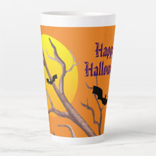 Caneca De Café Latte Feliz Morcego De Halloween E Lua