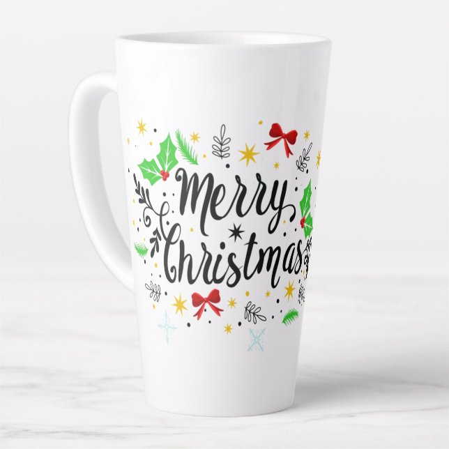 Caneca De Café Latte Feliz Natal (Ângulo esquerdo)