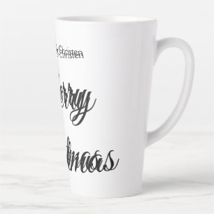 Caneca De Café Latte Feliz Natal adicionar nome texto presente personal