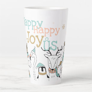 Caneca De Café Latte Feliz Natal, Animais de inverno Feliz, Feliz Joy