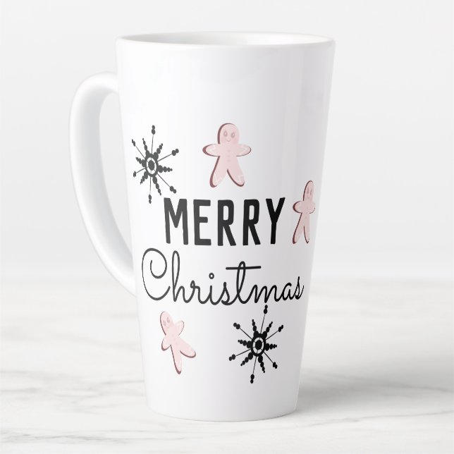 Caneca De Café Latte Feliz Natal - Biscoito Gingerpão (Ângulo esquerdo)