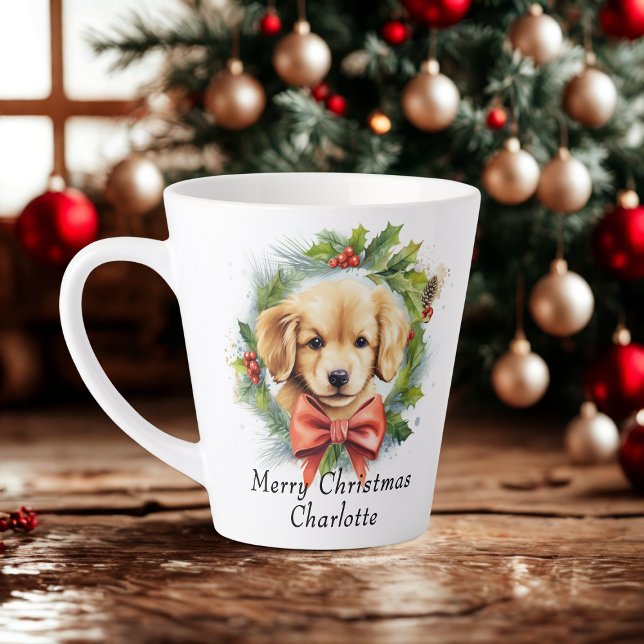 Caneca De Café Latte Feliz Natal Cachorro Cachorro Cachorro Cachorro (Criador carregado)