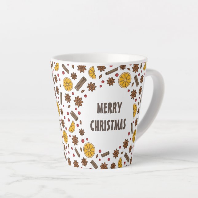 Caneca De Café Latte Feliz Natal comida de especiarias no inverno (Ângulo direito)