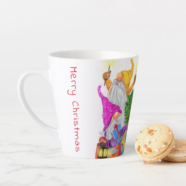 Caneca De Café Latte Feliz Natal dos Gnomos Latte Mug (In Situ)