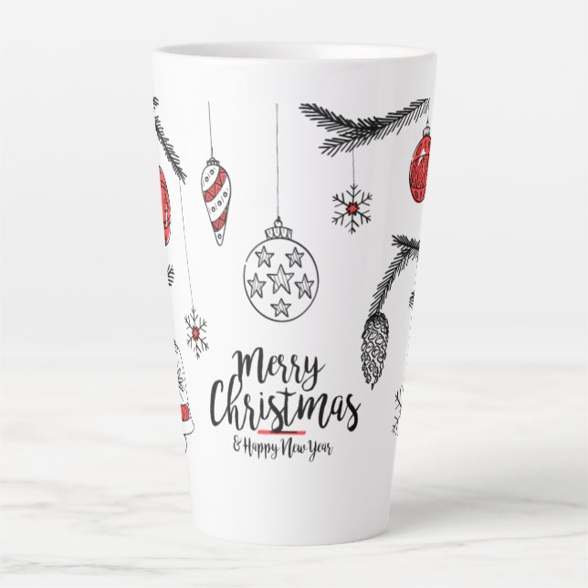 Caneca De Café Latte Feliz Natal e Feliz ano novo (Frente)