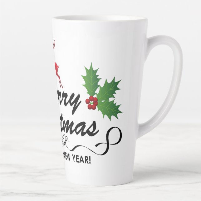 Caneca De Café Latte Feliz Natal e feliz ano novo (Direita)