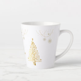 Caneca De Café Latte Feliz Natal em Dourado