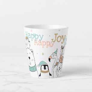 Caneca De Café Latte Feliz Natal Feliz Joy-oUS Animais de Cartoon Engra