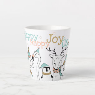 Caneca De Café Latte Feliz Natal Feliz Joy-oUS Animais de Cartoon Engra