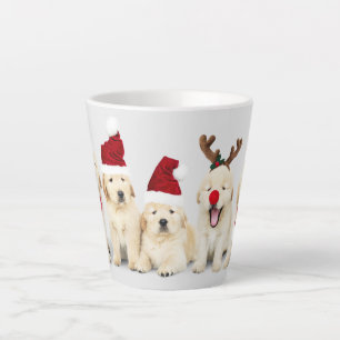 Caneca De Café Latte Feliz Natal Foto de Feriado de Cachorro Pet   Nata