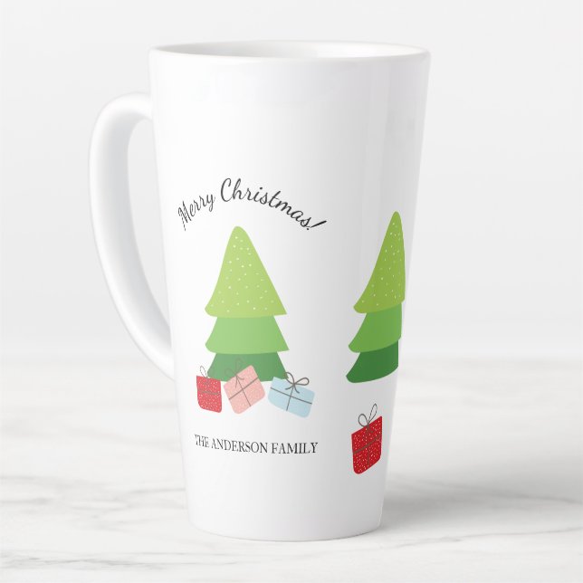 Caneca De Café Latte Feliz Natal - Ilustração Colorida Bonita (Ângulo esquerdo)