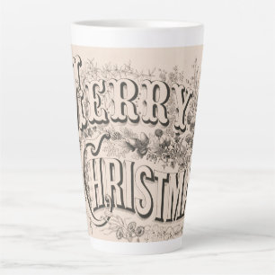 Caneca De Café Latte Feliz Natal, Impressão Vintage Currier & Ives
