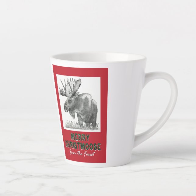 Caneca De Café Latte Feliz Natal Moose (Direita)