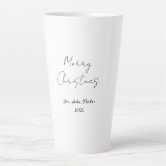 CANECA DE CAFÉ LATTE FELIZ NATAL NOME ANO 20XX SIMPLES MINIMALISTA